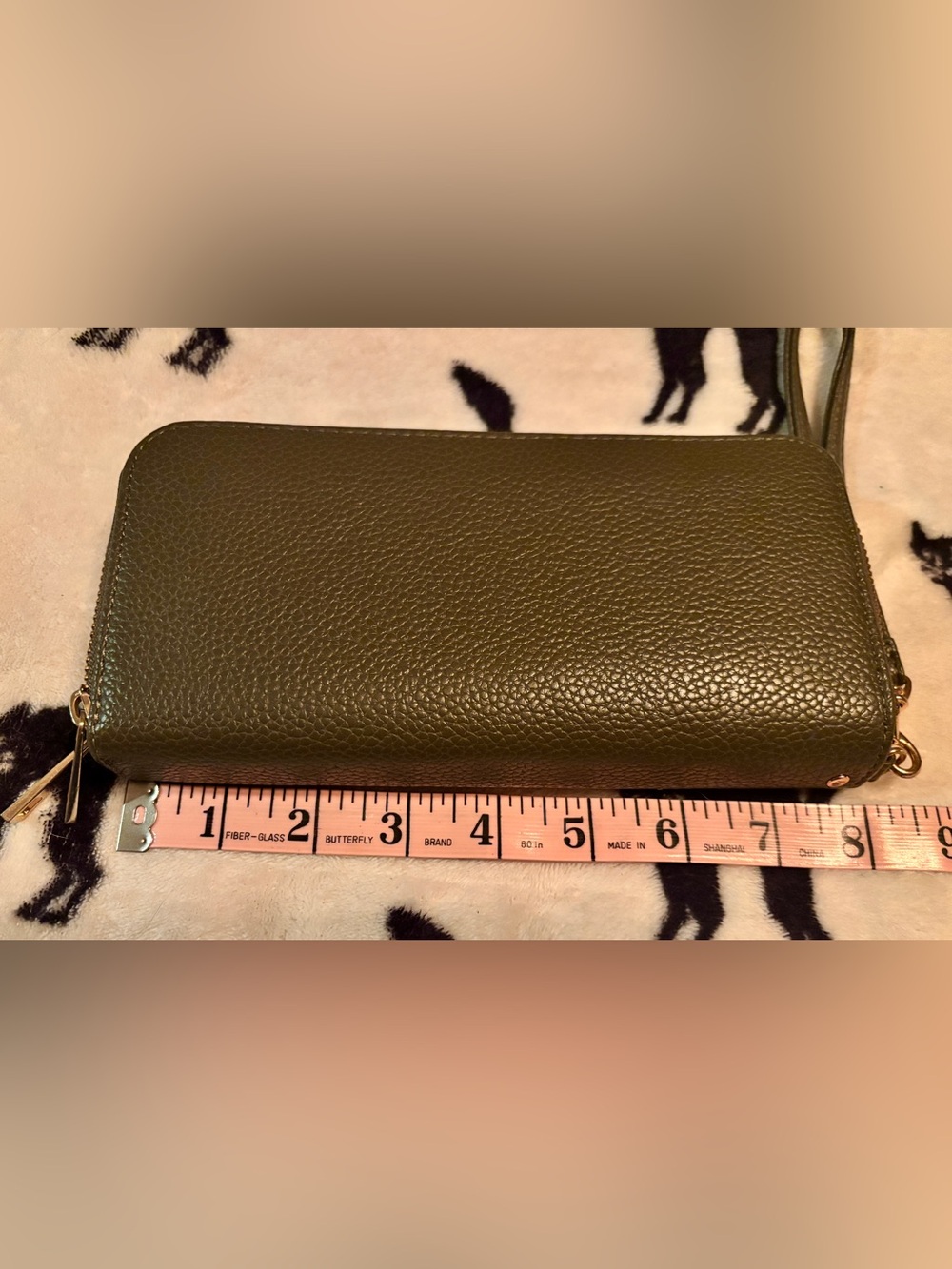 a new day olive green pebbled zip-around wallet